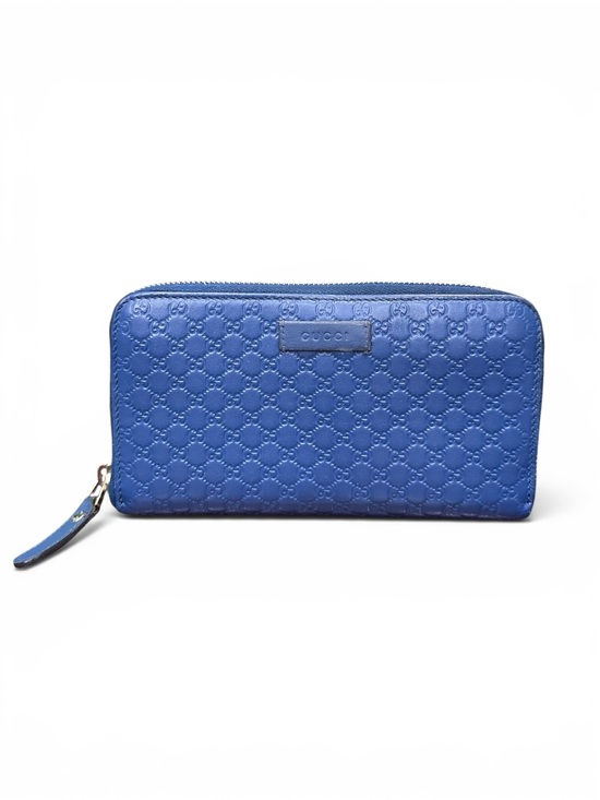 Gucci Handbags - Gucci Microguccissima Blue Leather Zip Around Wallet